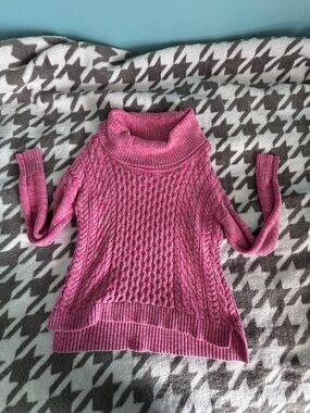 American Eagle Outfitters Pink Cable Turtleneck Sweater